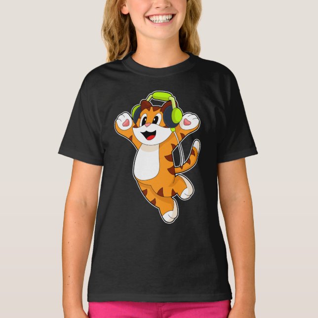 Camiseta Tiger Musical Headphone Music (Frente)