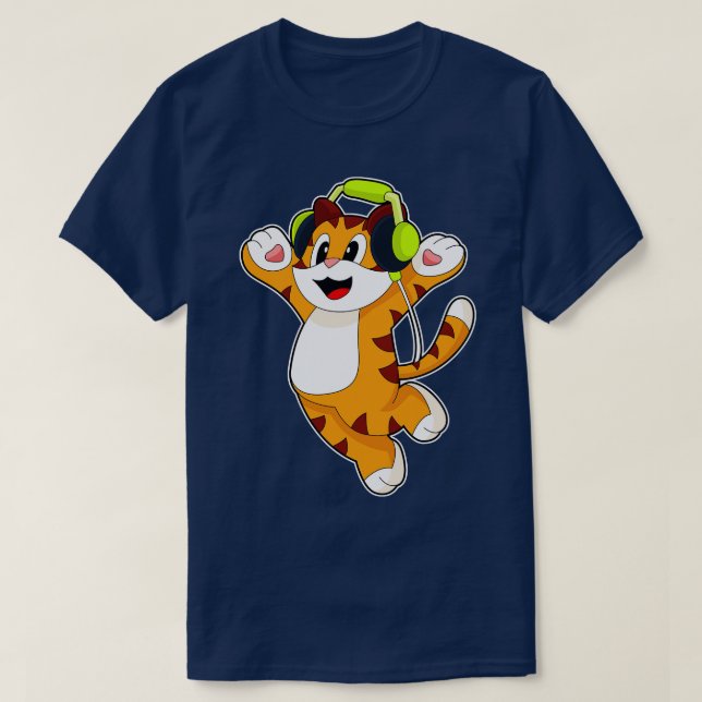 Camiseta Tiger Musical Headphone Music (Frente do Design)