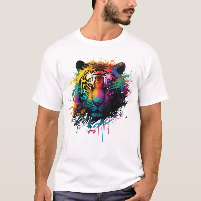 Camiseta Tiger Neon Ink Splash (Frente)