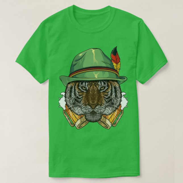 Camiseta Tiger Oktoberfest Lederhosen German Beer Fest Bava (Frente do Design)