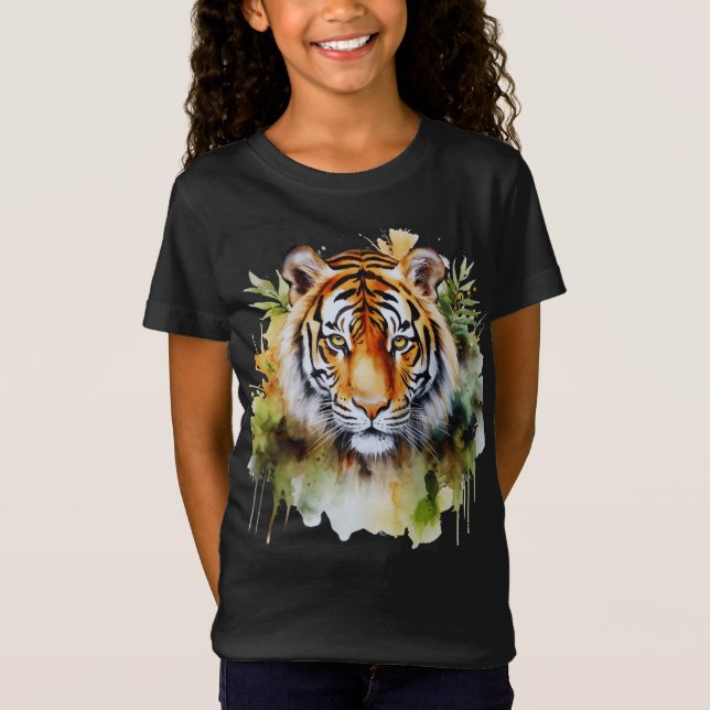 Camiseta Tiger Pastel Flowers Safari Watercolor Savannah (Frente)