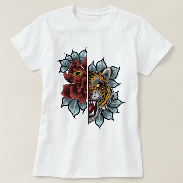 Camiseta Tiger Peony Design original (Frente do Design)