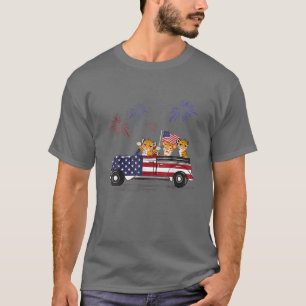 Camiseta Tiger Ride Truck American Flag Fireworks 4º Do Ju