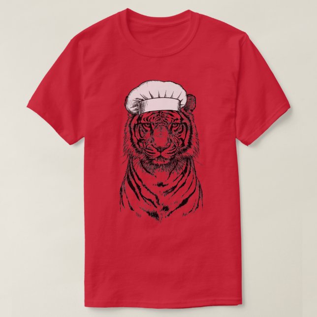 Camiseta Tiger Safari Animal Chef Funny Cozinhar Cook Wildl (Frente do Design)
