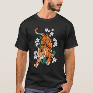 Camiseta Tiger Sakura Cherry Blossom Fllower Kawaii Otaku K