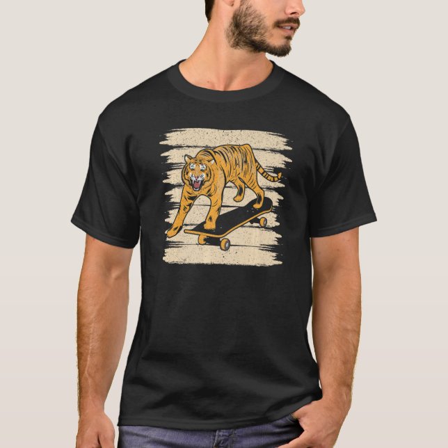 Camiseta Tiger Skateboard Wildlife Animal Zoo Zookeeper   (Frente)