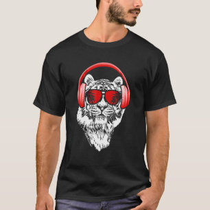 Camiseta Tiger Sunglass - Fones de ouvido de Tiger - Tigre 