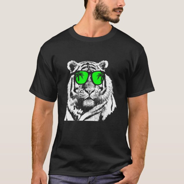 Camiseta Tiger Sunglass Música Uralub Tiger Love Animal Fa (Frente)