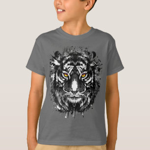 Camiseta Tiger T-Shirt Desenho de Tigre Preto e Branco