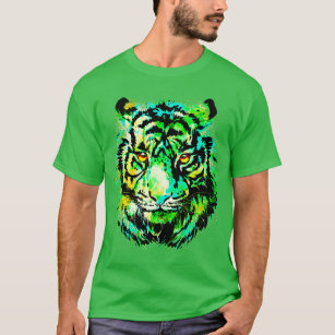Camiseta Tiger Verde Realista Bengal Tiger Olhos