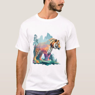 Camiseta Tiger Vetor Art Animal Majestade Natureza Selvagem