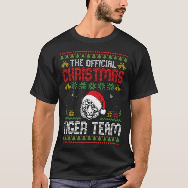 Camiseta Tiger Wearing Santa Hat Xmas Lights Merry Christma (Frente)