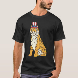 Camiseta Tiger Wild Animal 4 de julho, US Flag Pat