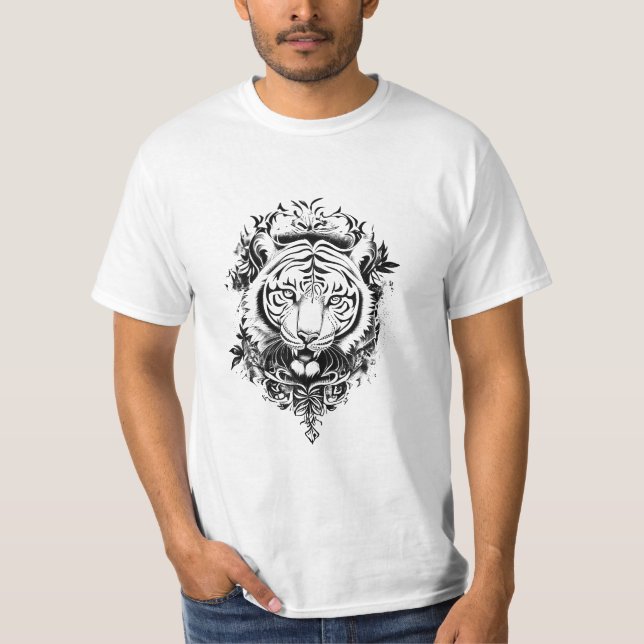 Camiseta Tiger Wild Animal Nature Illustration Art Tatuagem (Frente)