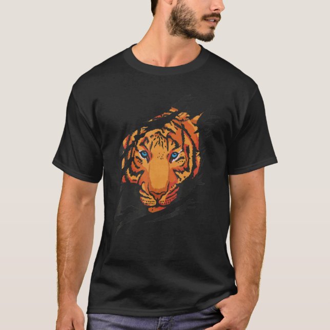 Camiseta Tiger Wild Animal Ripped Cat Wildlife Protect (Frente)