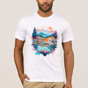 Camiseta Tiger Wildlife Animal Nature Outdoor Watercolor