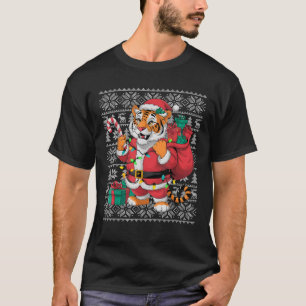 Camiseta Tiger Xmas Sweater Style Ugly Papais noeis Bengal