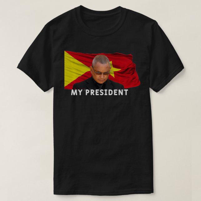 Camiseta Tigray meu presidente Debretsion Eu adoro o presen (Frente do Design)
