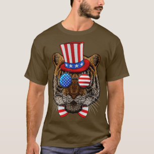Camiseta Tigre 4 de julho American Tiger USA Tio Sam Hat