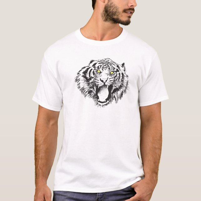 Camiseta Tigre a Crescer a Preto com Olhos Amarelos (Frente)