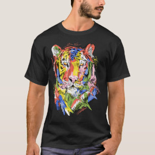 Camiseta Tigre amantes de os animais coloridos de arte anim