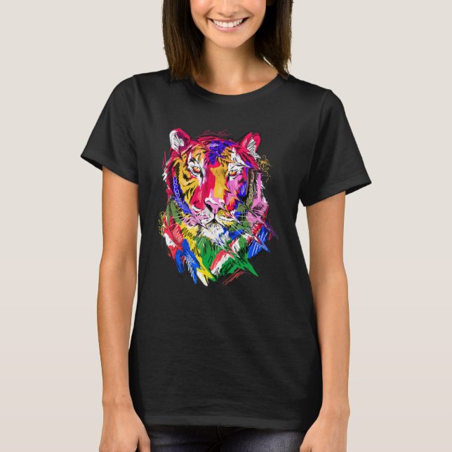 Camiseta Tigre Amantes de os animais de impressão de animai (Frente)