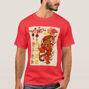 Camiseta Tigre Ano Novo Chinês Vermelho 2022