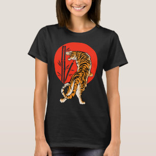 Camiseta Tigre Bambu do Sol Vermelho Chinês Tradicional