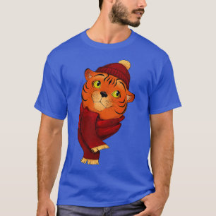 Camiseta Tigre bonito de ano novo num cachecol