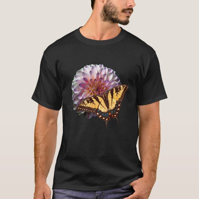 Camiseta Tigre Borboleta-do-Swallowtail em flor de mãe (Frente)