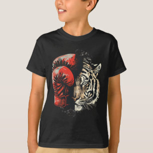 Camiseta Tigre Boxeador Com Luvas de Boxe Kickboxing Engraç