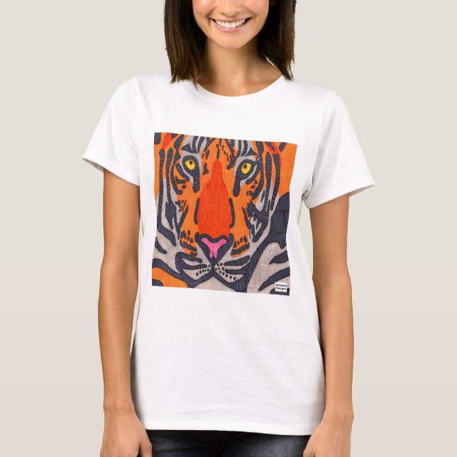 Camiseta Tigre (branco) - Camisa-T básica feminina (Frente)
