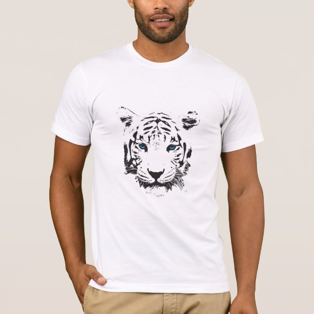 Camiseta Tigre Branco com Camisa-T Legal Gráfico de Olhos A (Frente)