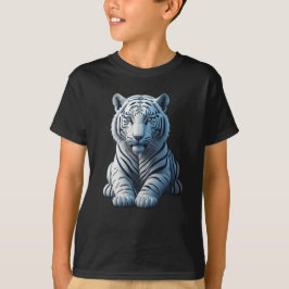 Camiseta Tigre branco-cúmulo com tiras pretas