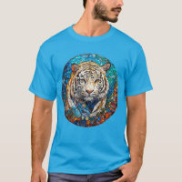 Tigre Branco em um Desenho Circular Vibrante