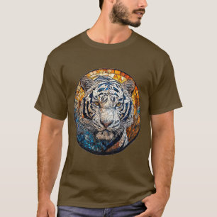 Camiseta Tigre Branco em um Desenho Circular Vibrante
