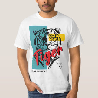 Camiseta Tigre Bravo E Ousado Est 1975 Retro Vida Selvagem