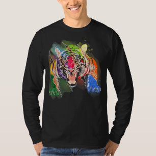 Camiseta Tigre Cabeça Face Zoológico Selvagem Colorida Para