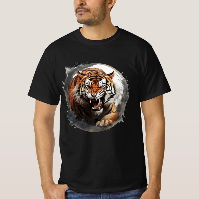 Camiseta Tigre - Círculos de Cinza (Frente)