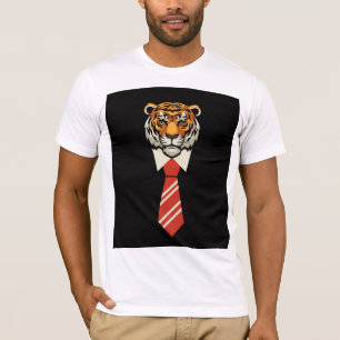 Camiseta Tigre Colorida Laranja Red Beige Colorful