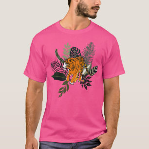 Camiseta Tigre colorido com folhas tropicais 1