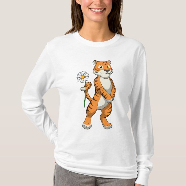 Camiseta Tigre com Daisy Flower (Frente)