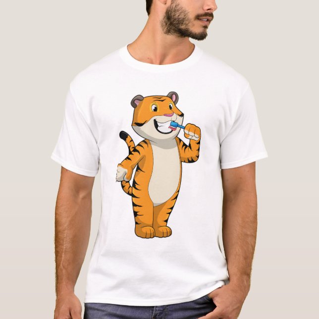 Camiseta Tigre com escova de dentes (Frente)