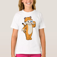 Tigre com escova de dentes