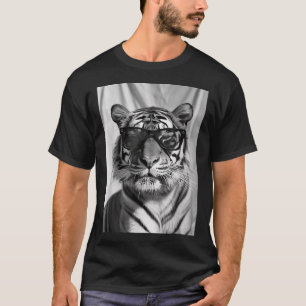 Camiseta Tigre Com Óculos Solares Foto Legal De Animais Da