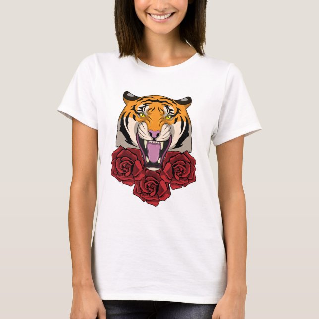 Camiseta Tigre com Rosas (Frente)