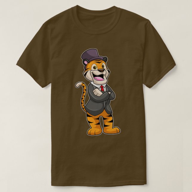 Camiseta Tigre como Alcance com Chapéu de Jaqueta (Frente do Design)