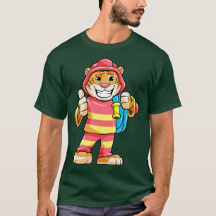 Camiseta Tigre como bombeiro com mangueira