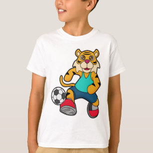 Camiseta Tigre como jogador de futebol com bola de futebol