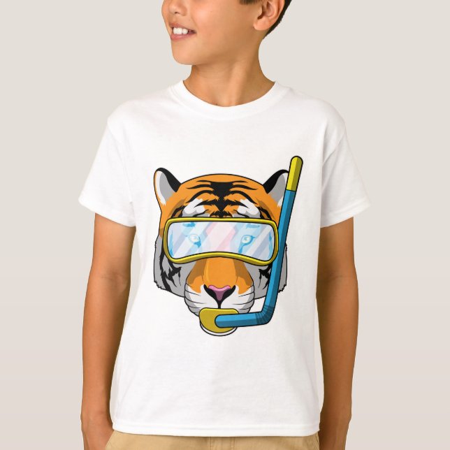 Camiseta Tigre como mergulhador com Snorkel (Frente)
